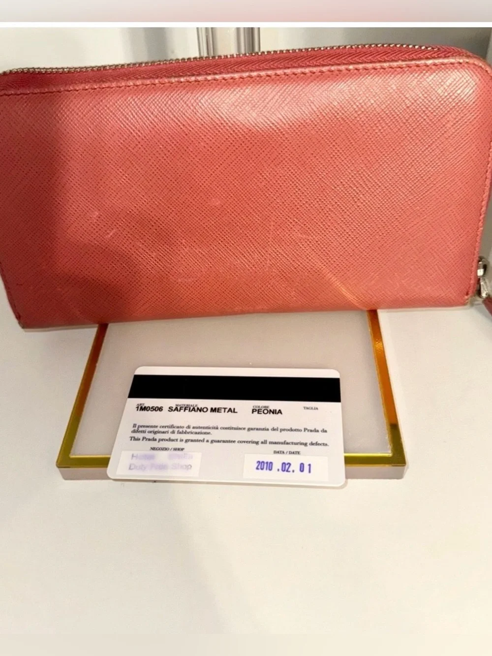 Authentic Prada Pink Saffiano Leather Zip Wallet